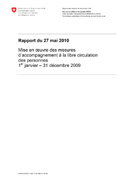 Rapport du 27 mai 2010; Mise en oeuvre des mesures d’accompagnement à la libre circulation des personnes 1er janvier 2009 au 31 décembre 2009-1
